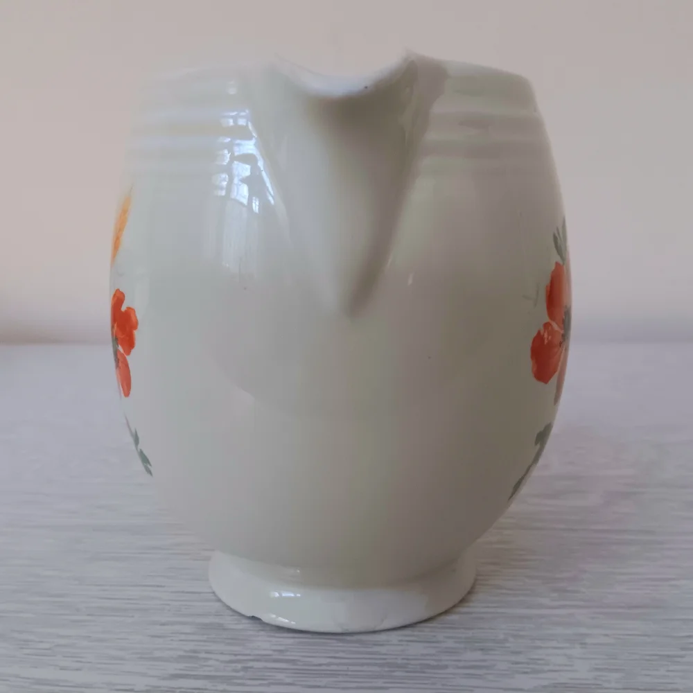 Hall's Kitchenware Vintage 1930s Pale Yellow Wild Poppy & Wheat Ceramic Pitcher